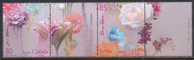 1773 - SERBIA 2022 - Women`s Day - Flowers - Rose - MNH Set + Label