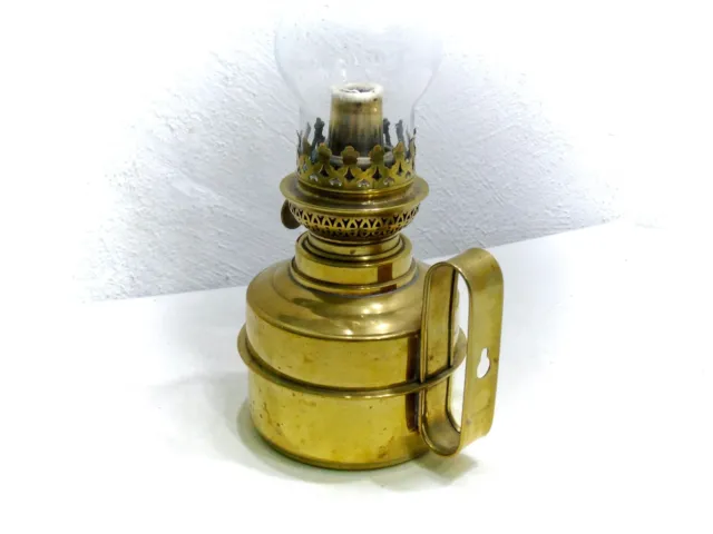 Petroleumlampe Tischlampe Wandlampe 40cm Maritim Messing Glas Rundbrenner Docht 3