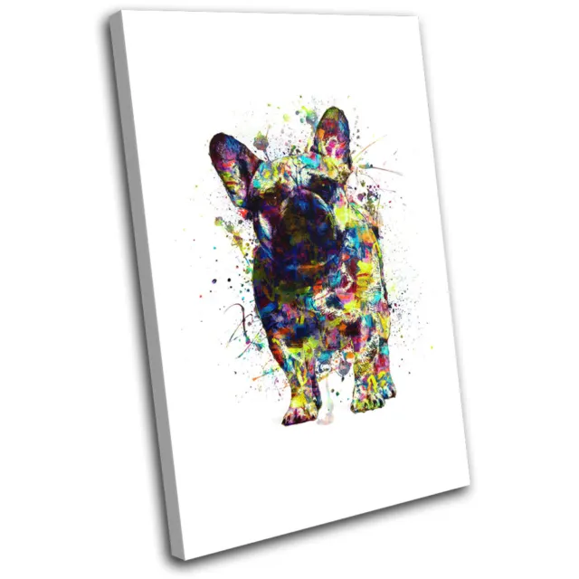 French Bulldog Dog Colourful Animals SINGLE CANVAS WALL ART Picture Print