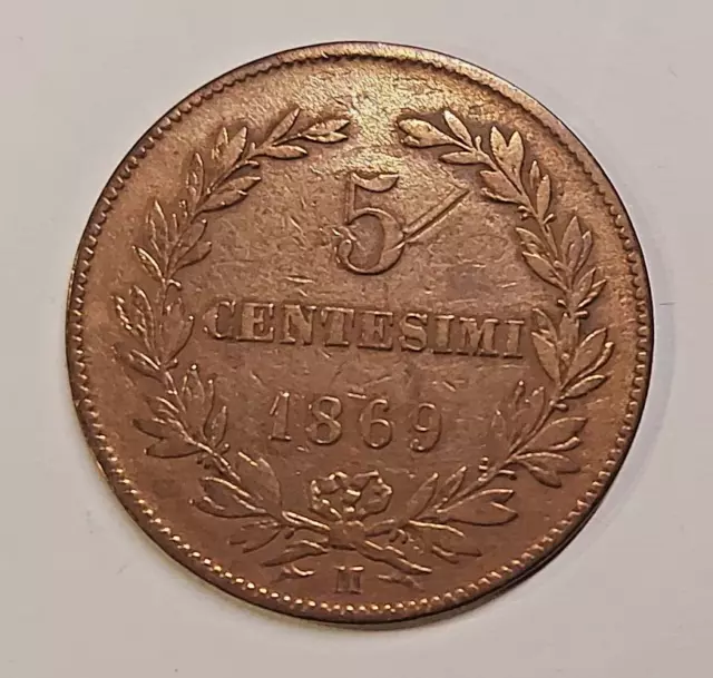 Rep. SAN MARINO  5 Centesimi  1869 Kupfer / Bronze, selten