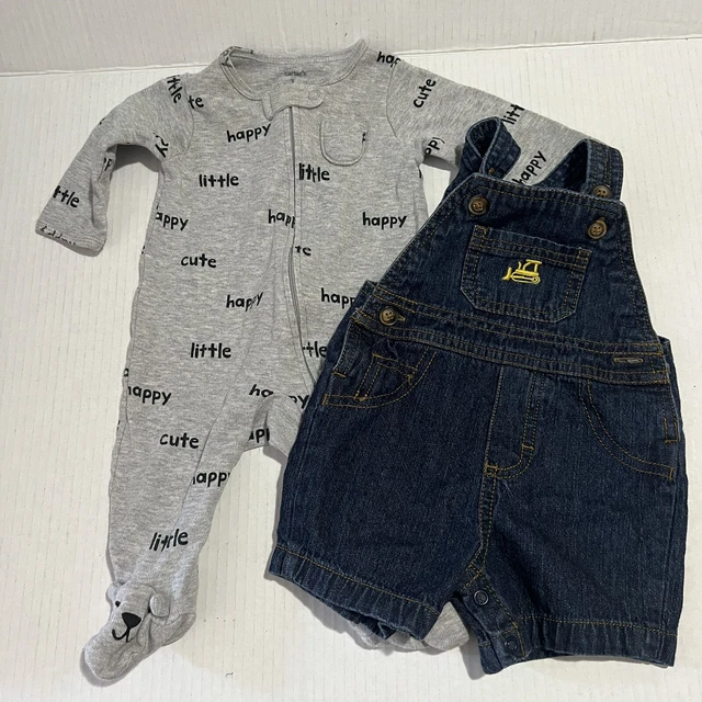 2 Baby Clothes One Piece Jumper & Jean Overall Denim Carters Infant 3 Months