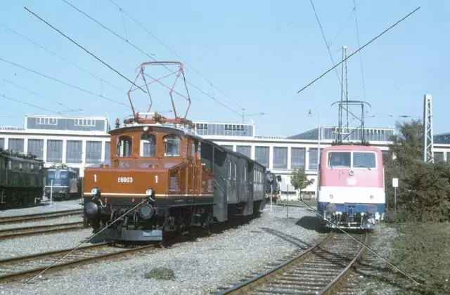 Elektro-Lok-Dia · E69 03 + 111 069 · DB · AW München-Freimann · 1985