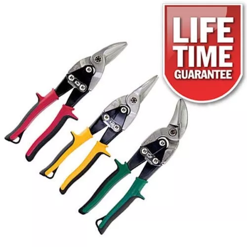 3 Pack Of  Heavy Duty Aviation Tin Snips Set Sheet Metal Cutters Shears Tinsnips