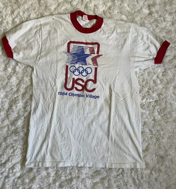VINTAGE 1984 OLYMPIC village USC levis 80s t shirt ringer Los