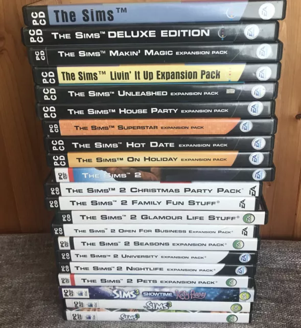 THE SIMS 1,2,3 And EXPANSION Packs Job Lot Bundle Of 21 Games PC CD Rom