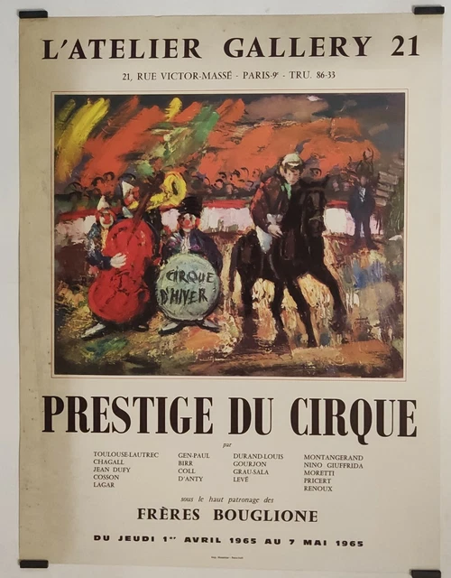 Affiche D' Exposition De Cirque Originale - Style 1980 - 65x44 Cm - Couleurs Vives