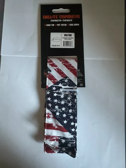 Ergodyne Chill-Its 6700 Evaporative Cooling Towel, USA American Flag - Brand new