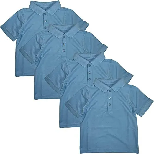 Studio 3 Boy’s 4-Pack Light Blue School Uniform Short-Sleeve Pique Polo Shirts