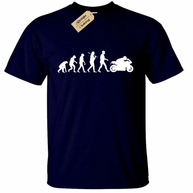 Mens Evolution Of Biker T Shirt Motorbike rider bike motorcycle tee