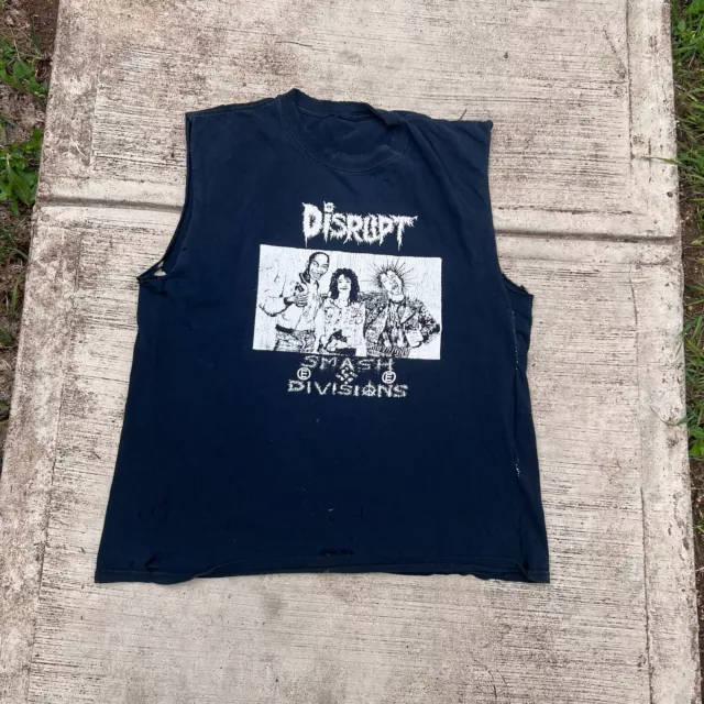 Vintage DISRUPT THRASHED BAND TEE XL Dystopia