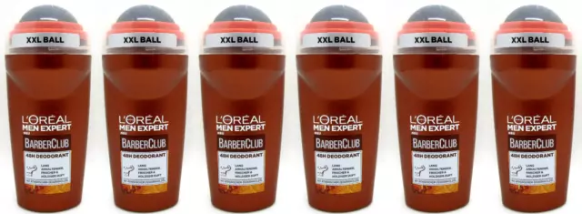 Loreal Men Expert Barber Club Deo Roll-On 48H Deodorant ohne Aluminium 6 x 50 ml