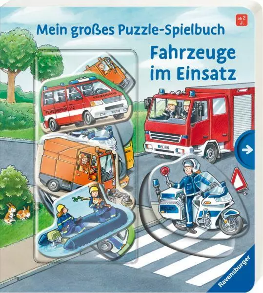 Ravensburger Bilderbuch Mein großes Puzzle Spielbuch Fahrzeuge im Einsatz 43873