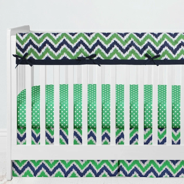 4-Piece Crib Bumper Pad/Crib Rail Guard Covers Cotton Breathable with Safety Pad