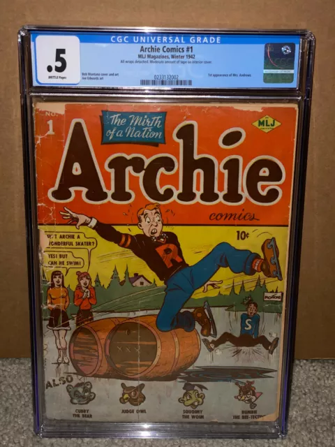 Archie Comics #1 CGC 0.5 MLJ 1942 Golden Age Key Book! D6 cm SALE!