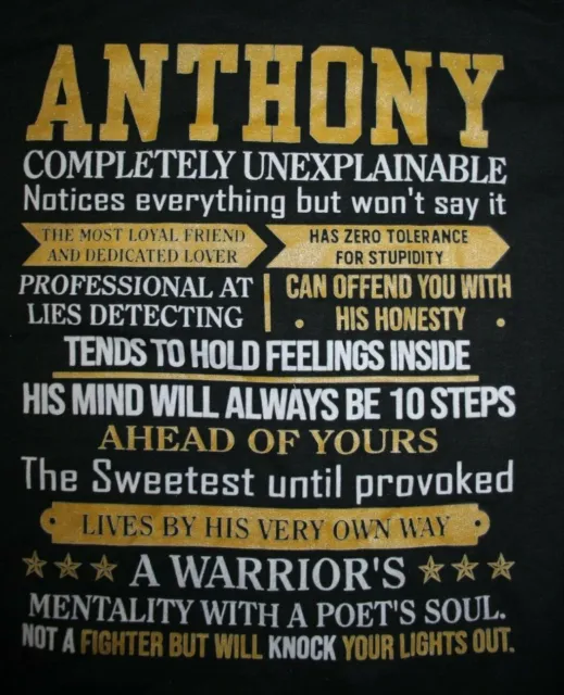 ANTHONY  with attributes for this name  Hoodie Sweatshirt Large, Black