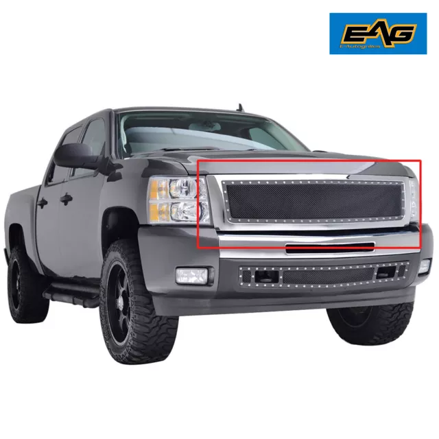 EAG Rivet Wire Mesh Grille W/Shell Fit 2007-2013 Chevrolet Silverado 1500