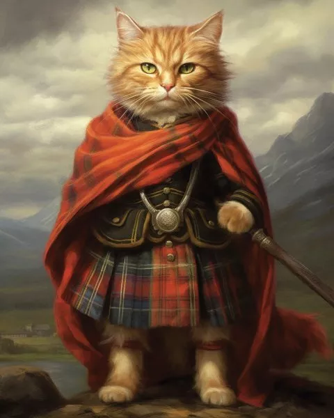 Regal Ginger Cat Scottish Highland Victorian Fine Art Giclee Print B90