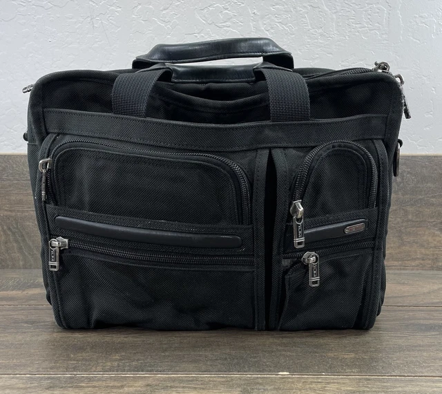Tumi Alpha 26141D4 Black Expandable Large Dual Handle Briefcase Travel Bag-READ