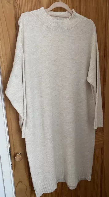 New Look Off White Ivory Cream Long Jumper Dress If Maternity Oversized L 14 16