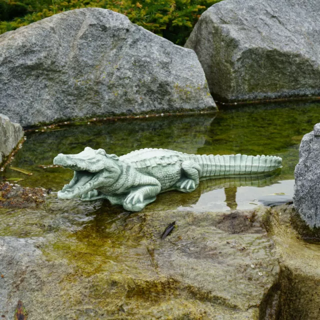 Grand Massif Pierre Crocodile Décoration de Jardin D'Espace En fonte au Gel