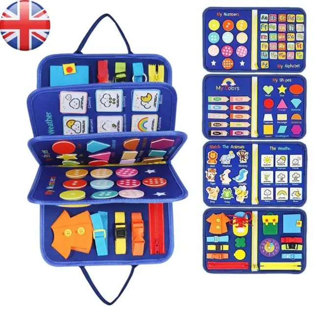 10 Pages Kids Quiet Book Busy Board Sensory Toy Montessori Board for Toddlers UK