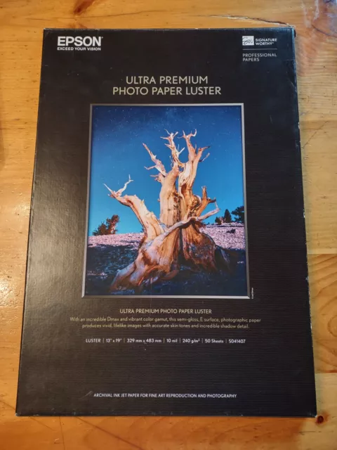 Epson Ultra Premium Photo Paper Luster Used: Approx. 13 Sheets. 13" x 19"