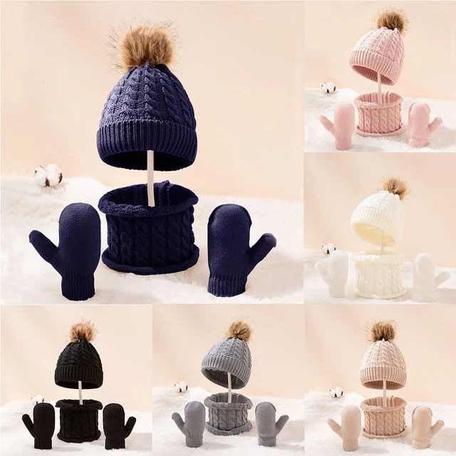 Unie pour Enfants 0-3 Ans Enfants Garçons Filles Chapeau Écharpe Gants Ensemble