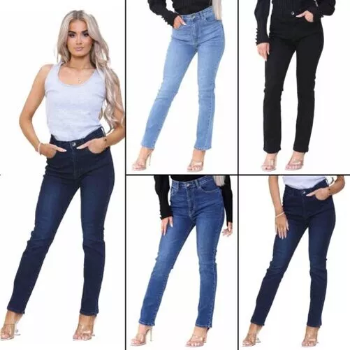 Enzo Femmes Jeans Jambe Droite Taille Haute Jeans Tout Taille Tailles