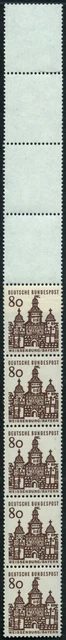 Bund kleine Bauwerke 80 Pf Rollenende 5+4 hellgrau,  MiNr 461