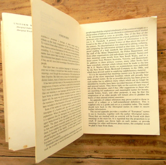 ABORIGINAL PLACE NAMES and Their Meanings Compiled by A.W.Reed 1974 £12 ...