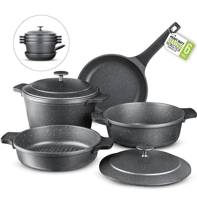 Juego de utensilios de cocina antiadherentes de alta resistencia GRANITESTONE con cubiertas de mango de silicona
