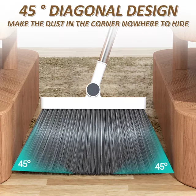 Broom and Dustpan Set with Adjustable Handle Space Saving Standing Dustpan ✽