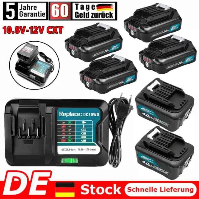 Makita Ersatzakku 10,8V 12V CXT BL1041B BL1021B BL1020 BL1040B BL1015B Ladegerät