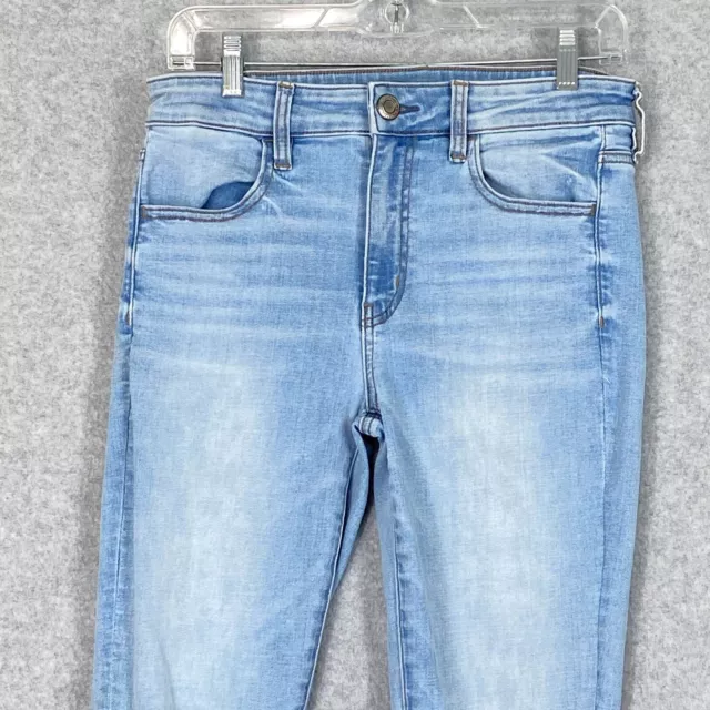 American Eagle Jeans Womens 8 Blue Distressed Hi-Rise Jegging Crop Light  Denim 2