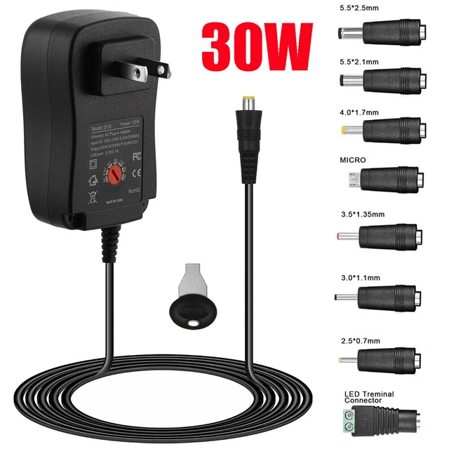 UNIVERSAL ADJUSTABLE VOLTAGE Power Supply AC/DC Adapter US Plug Charger