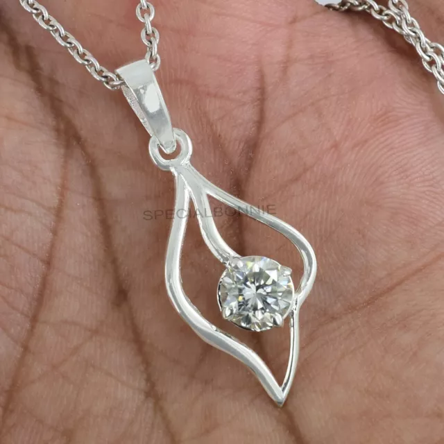 Gorgeous 1.40 Ct Certified White Diamond Pendant in 925 Silver VIDEO !