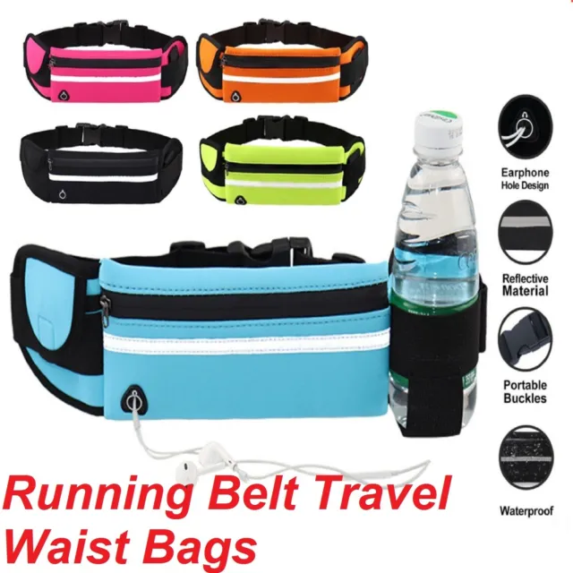 Waterproof Running Bum Bag Fanny Pack Waist Belt Money Wallet Zip Pouch Sports