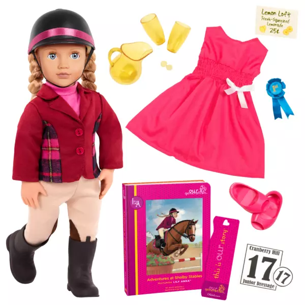 Our Generation Lily Anna with Horseback Riding Outfit & Book 18" Posable Doll