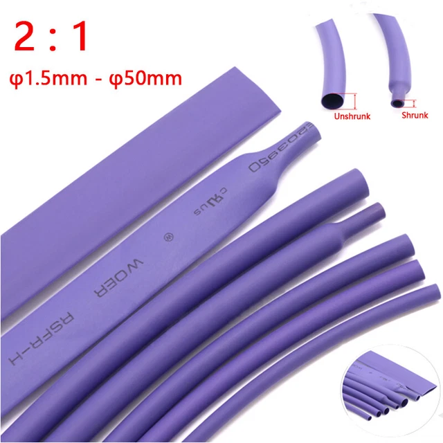 PURPLE HEAT SHRINK TUBING - φ1mm - φ50mm CABLE HEATSHRINK SLEEVING CAR 2:1 RATIO