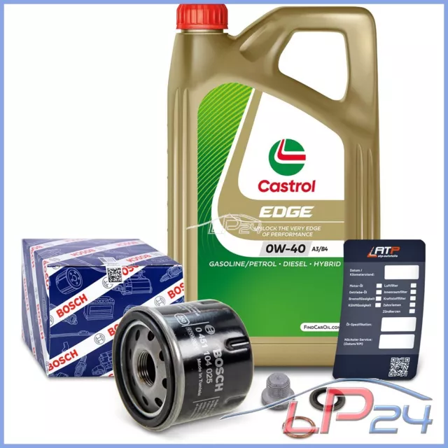 Bosch Filtre À Huile + 5 L Castrol Edge Fst 0W-40 Pour Nissan Kubistar 1.2 +16V