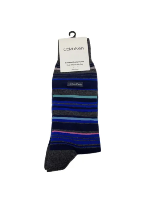 Calvin Klein Men's 1 Pair Multicolor Combed Cotton Crew Socks Sz 7-12 NWT