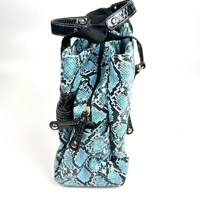 Samantha Brown Luggage Blue Snake Embossed Weekender Carry-On Bag Shoulder 14" 3