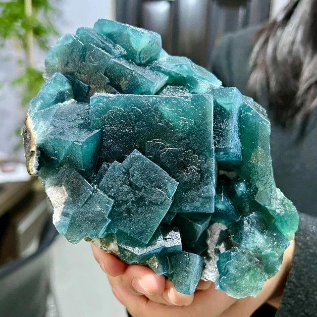 2.24LB  New Find sky blue Phantom Quartz Crystal Cluster Mineral Specimen