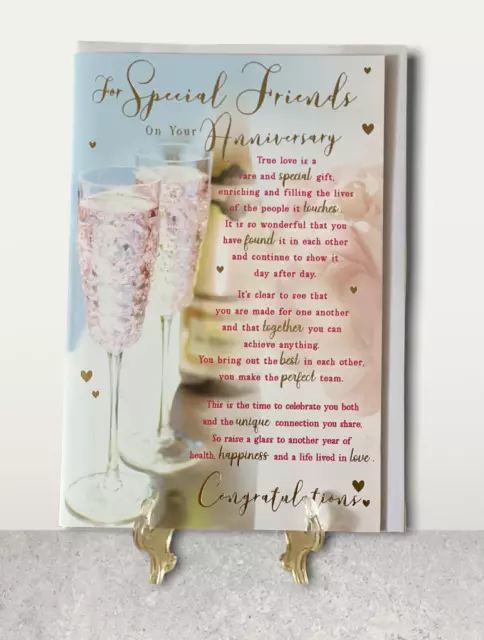 For Special Friends On Your Anniversary Gold Foil Quality Card Celebration