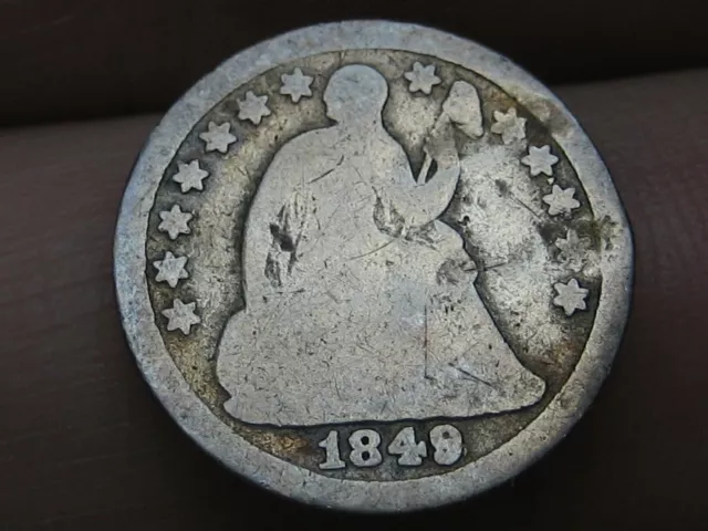 1849/8 9 Over 8 Overdate Seated Liberty Half Dime- Good Details