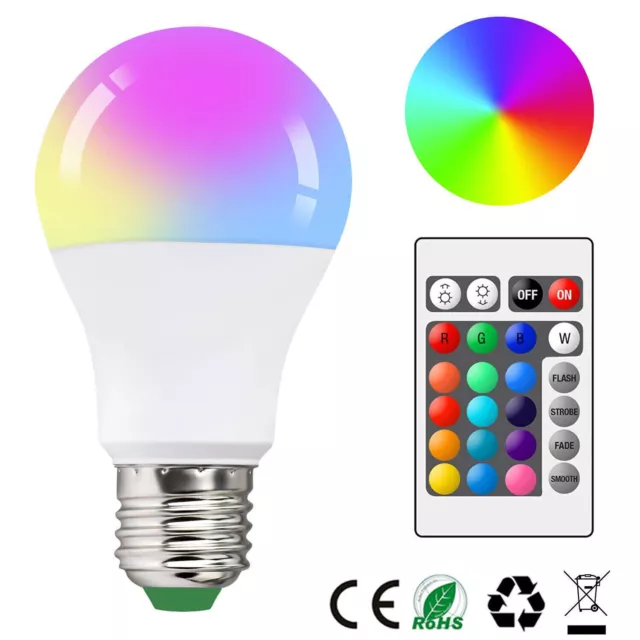 10W RGB E27 LED Glühbirne Farbwechsel Birne Licht mit Fernbedienung Glühlampe