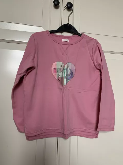 Girls Next Pink Sweatshirt With Holographic Unicorn Badge Age 8 Years