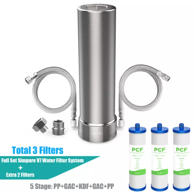 Purificador del sistema de filtro de agua SimPure V7 5 etapas 20.000 galones filtros SUS304+2*