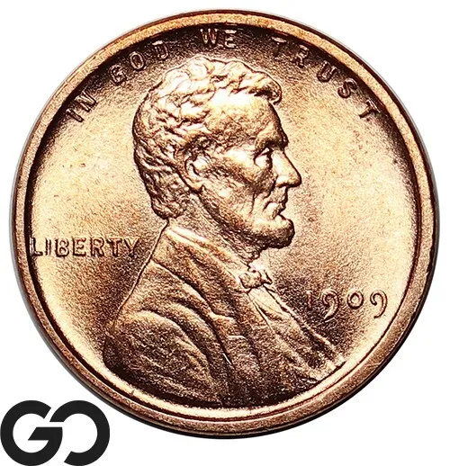 1909 VDB Lincoln Cent Wheat Penny, Lustrous RED, Superb Gem BU++ RD
