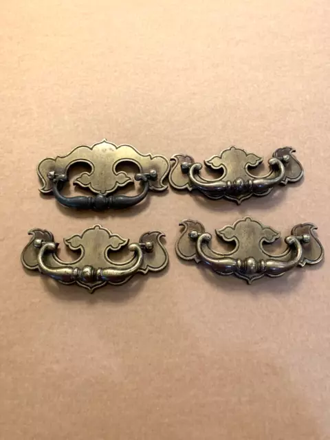 Set of 4 Genuine Vintage KBC cast Brass Drawer Pulls w/ Handle USA Made